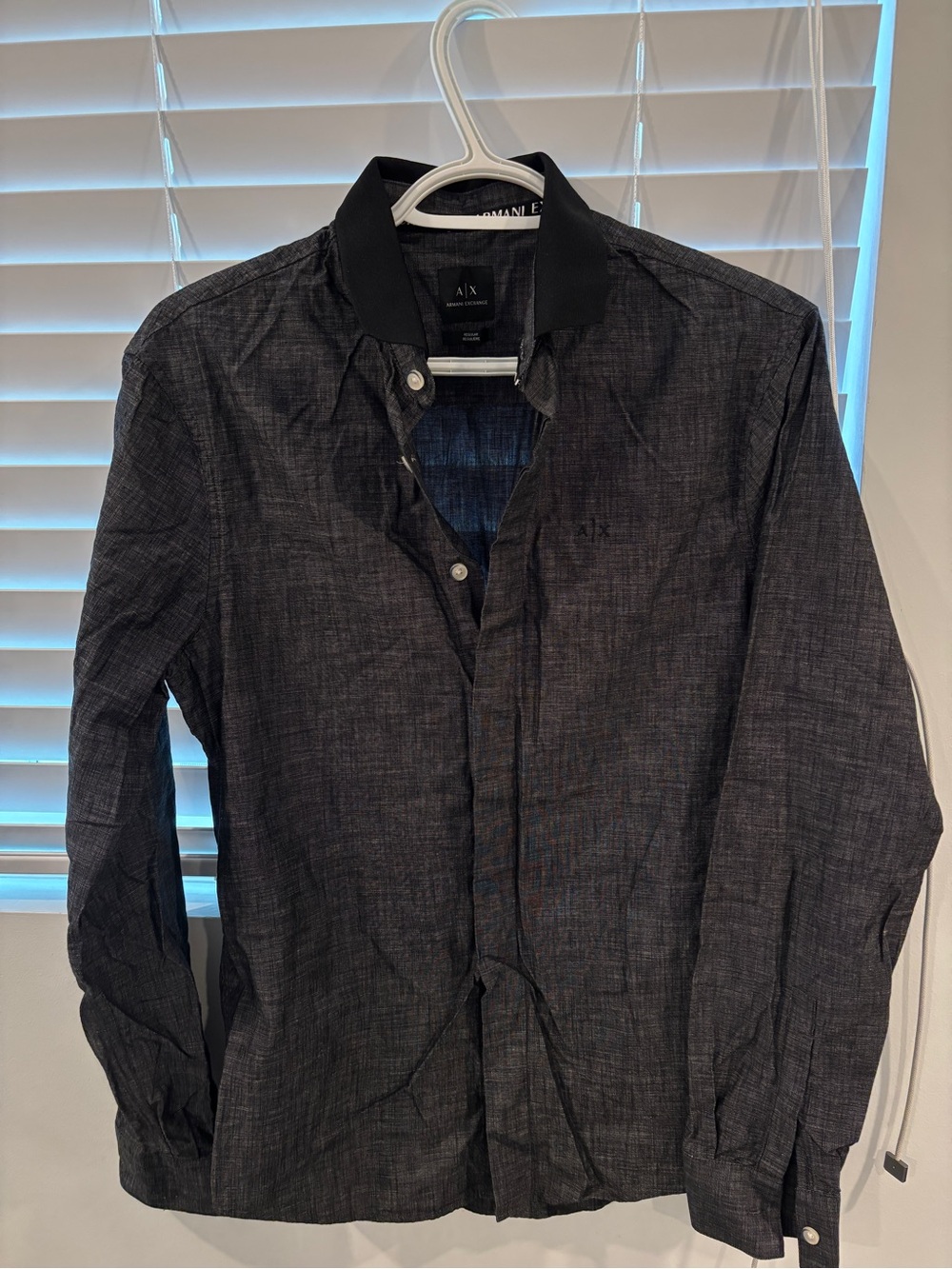 Armani Exchange Black Chambray Button-Front Shirt